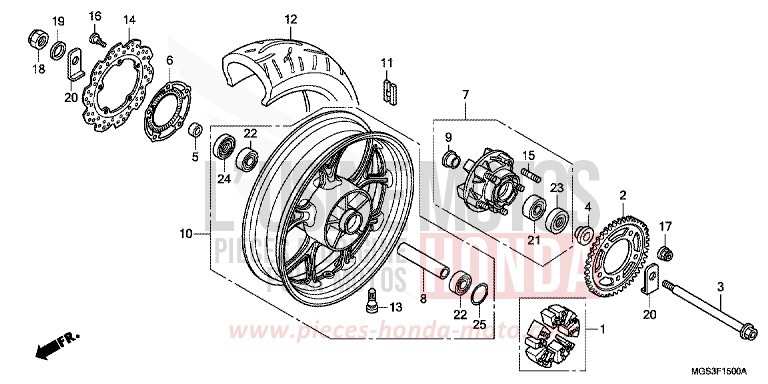 HINTERRAD von NC700X DCT MAGNA RED (R201) von 2013